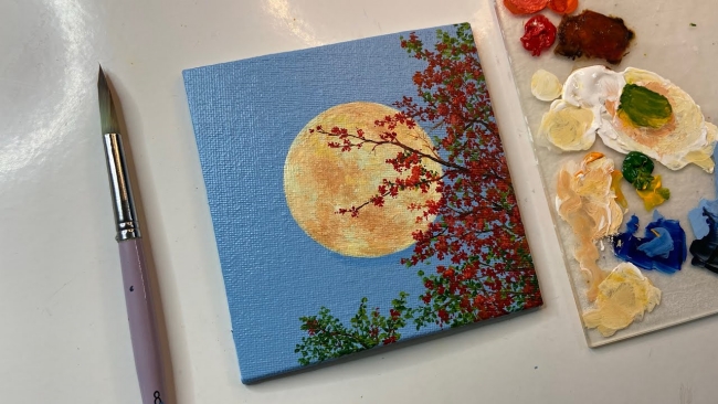 Full moon painting-acrylic painting tutorial