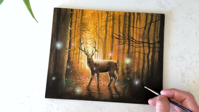 Painting a Deer in a Forest