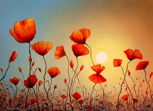 Red Poppies-Acrylic Painting
