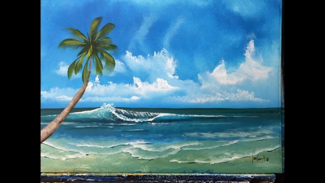paint the ocean with a palm