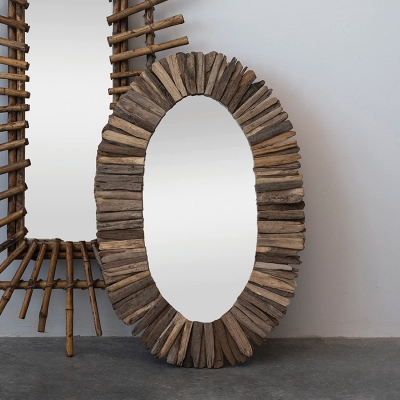 Coastal Oval Driftwood Framed, Natural Wall Mirror