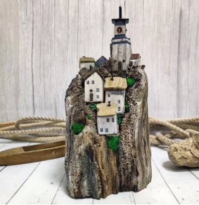 Driftwood Old Lighthouse and White Town on the Island