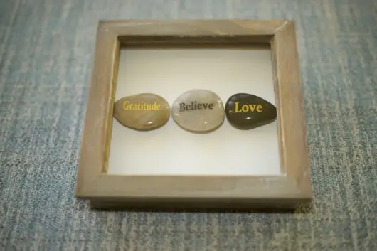 Inspirational words. Engraved river rock stones