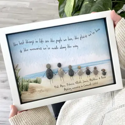 Personalised Family Seaside Beach Pebble Picture