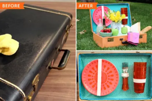 Vintage Suitcase Picnic Basket
