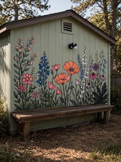 diy-flowers-painted-hand-painting-garden-shed