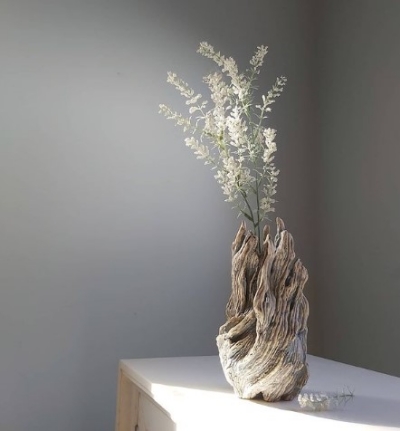 driftwood-inspired white stoneware vase