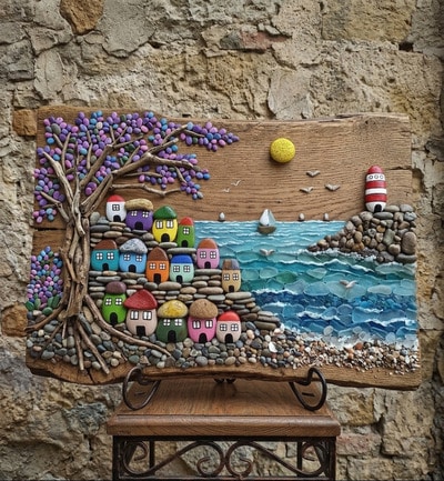 pebble-landscape-art-on-wood-board