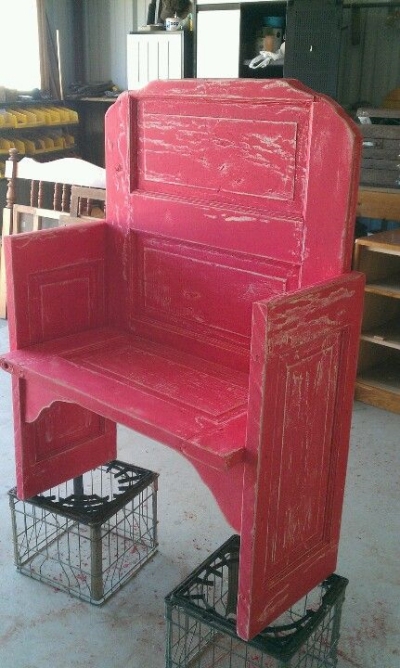 turn an old door into cozy bench