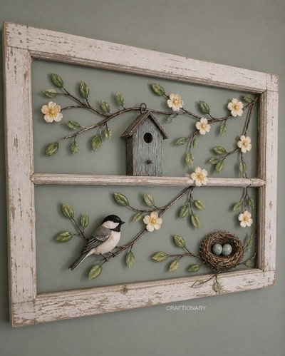 glass-painted-old-window-art-using-clay-and-wood