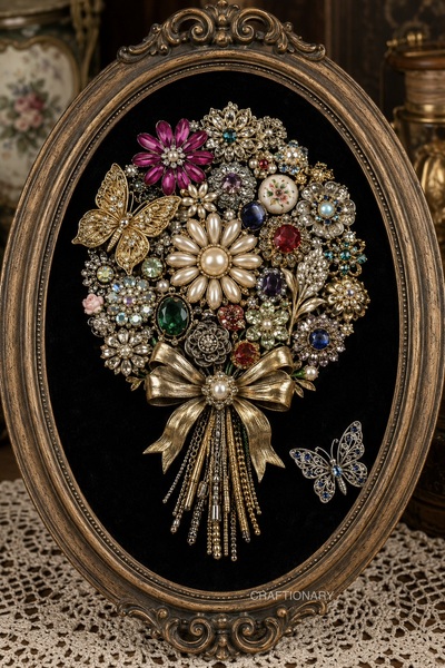 old-jewelry-grandma-keepsake-jewelry-bouquet-art