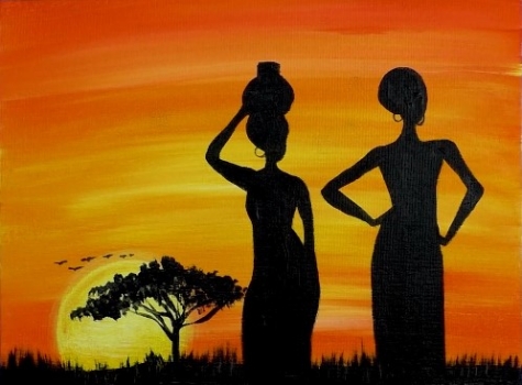 African Sunset Acrylic Painting