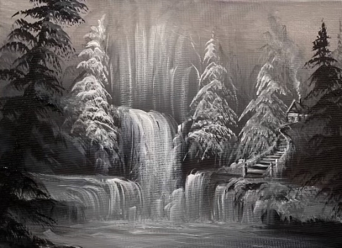Paint a Simple Landscape using only black & white!!
