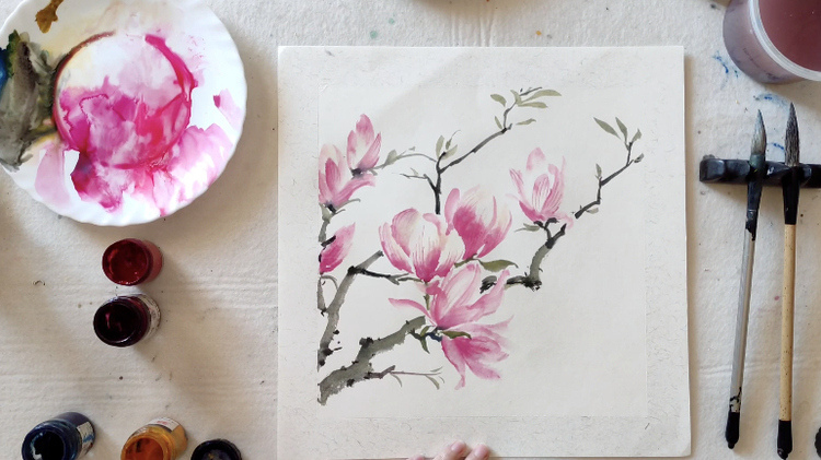 chinese-brush-flower-painting