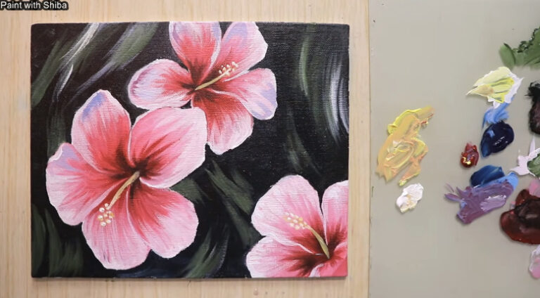 50 Easy Acrylic Paintings Of Flowers For Beginners Craftionary Pink Flower Painting 768x424