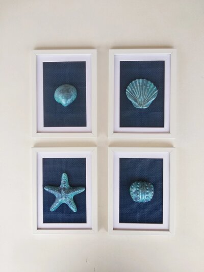 Blue-original-framed-shell-sculptures