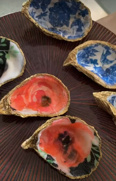 Decoupage-Tissue-Paper-and-Paint-Gold-Sides-on-Oyster-Shells