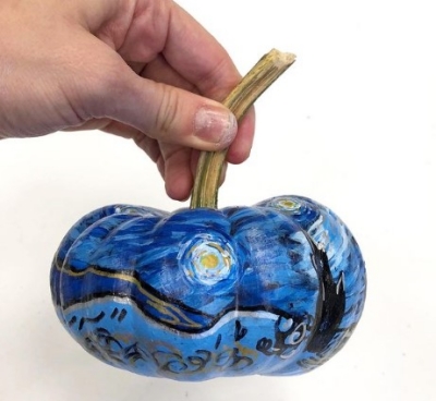 Van Gogh inspired painted pumpkin