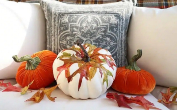 decoupage-fall-leaves-pumpkin