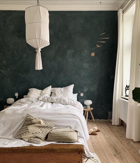 Blue-accent-wall-Hygge-bedroom