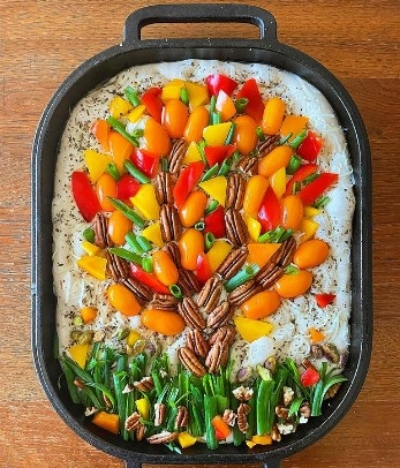 Fall tree focaccia art