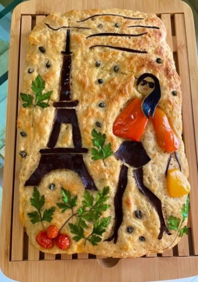 Paris focaccia bread art