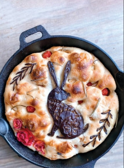 Rabbit Focaccia Bread Art