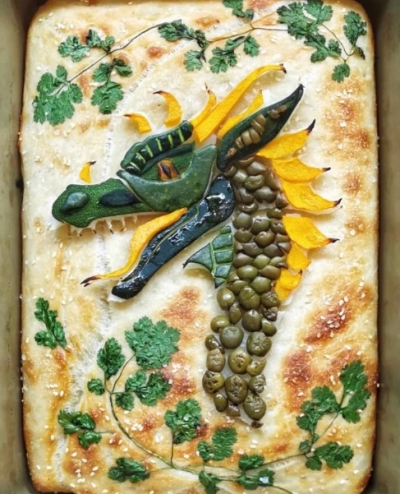 Spring Focaccia Dragon art