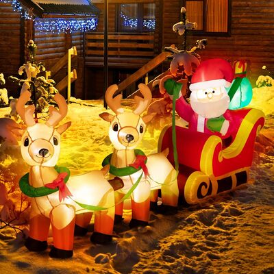 Inflatable-Santa-on-Sleigh-and-Reindeer-Outdoor-Decorations
