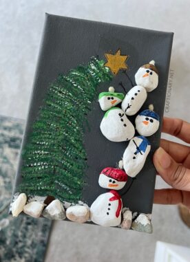 Paint a DIY Christmas Tree and Snowman Rock Art