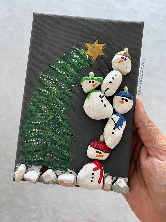 paint-diy-christmas-tree-snowman-rock-art-canvas