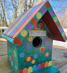 40 Painted Birdhouses Craftionary Funky Birdhouse Painting Idea 276x300