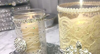 Rhinestones-and-Lace-Candle-Holder