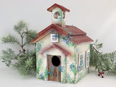 Rustic-vines-and-flowers-weathered-reclaimed-wood-birdhouse