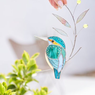 Kingfisher-Bird-Stained-Glass-Hanging