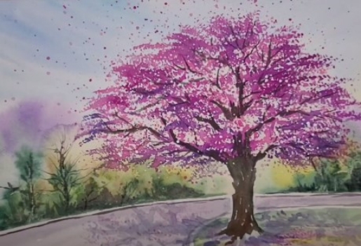 Cherry Blossom Tree Watercolor Tutorial