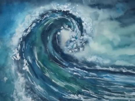 EASY Watercolor Ocean Wave Tutorial for Beginners