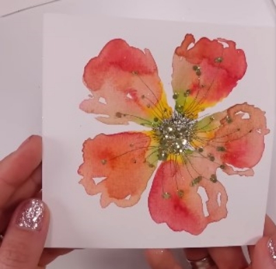 Effortless Whimsical Watercolor flowers with Glitters