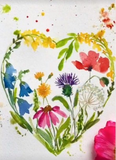 Floral Watercolor Heart