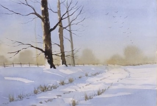 How To Paint A Watercolour Winter Snow Scene Step By Step