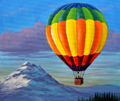 How to Paint Hot Air Balloon with Snowy Mountain in Acrylic