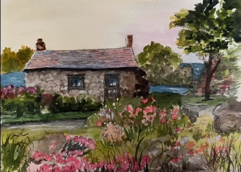 How to Paint a Cottage with a Country Garden in Watercolour