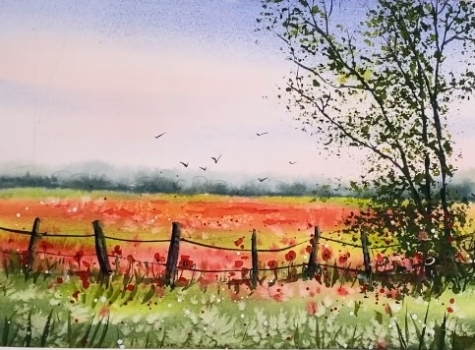 Simple Poppy Field Watercolour Tutorial