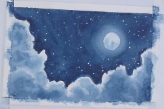 Step-by Step Moon and Clouds Watercolor