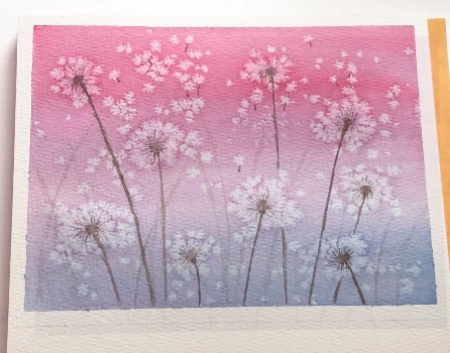 Watercolor Dandelions with Salt Technique