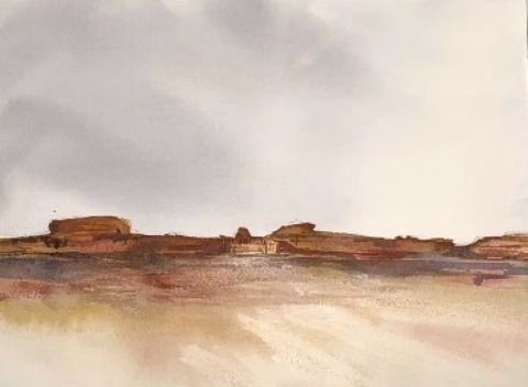 Watercolor Desert Landscape painting for Beginners