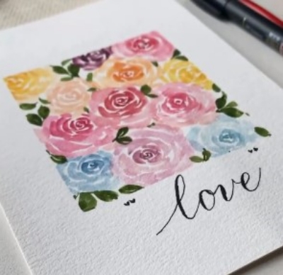 Watercolor Roses for Greeting Cards
