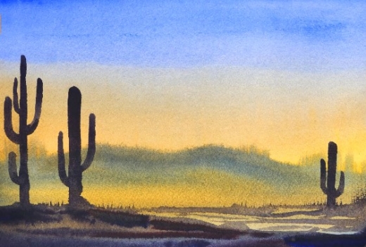 painting for beginners Saguaro Cactus Desert Landscape