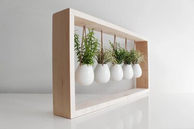 Frame-mount-hanging-herb-garden