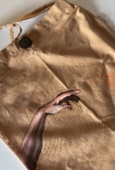 3D Painting on Brown Tote Bag